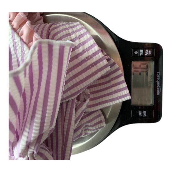 RuffleButts Lilac Seersucker Skirted Swimsuit - Picture 6 of 9